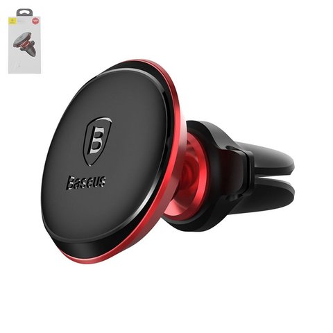 Автомобільний тримач Baseus, чорний, червоний, на дефлектор, магнітний, з тримачем кабеля, #SUGX A09