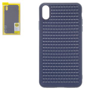 Чохол Baseus для iPhone XS Max, синій, плетений, пластик, #WIAPIPH65 BV03