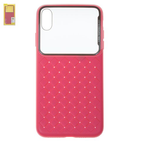 Чехол Baseus для iPhone XS Max, красный, плетёный, стекло, пластик, #WIAPIPH65 BL09