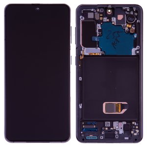 Дисплей для Samsung G991 Galaxy S21 5G, серый, с рамкой, Original, сервисная упаковка, phantom gray, #GH82 24544A GH82 24545A GH82 27256A GH82 27255A