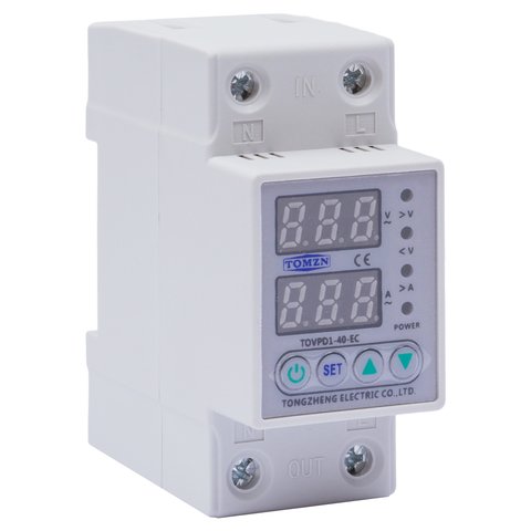 Реле напряжения TOMZN TOVPD1 40 EC VA , 220 В, 40 A, с защитой по току и напряжению