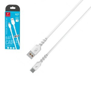 USB кабель SkyDolphin S07T TPE High Elastic Line, USB тип C, USB тип A, 100 см, 2,4 А, белый