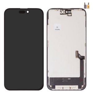 Дисплей для iPhone 15 Plus, черный, с рамкой, High Copy, без микросхемы, AMOLED , GX OEM soft