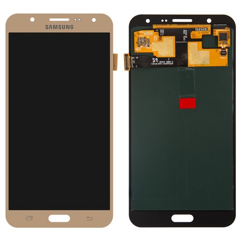 LCD compatible with Samsung J700 Galaxy J7, golden, without frame, original change glass 