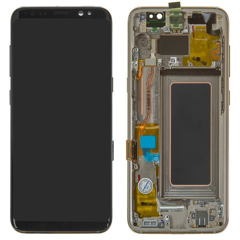 LCD compatible with Samsung G950 Galaxy S8, golden, with frame, Original PRC , maple Gold, original glass 