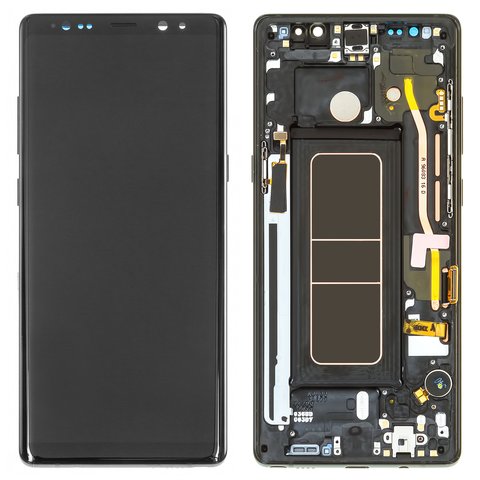 Pantalla LCD puede usarse con Samsung N950F Galaxy Note 8, negro, con marco, Original, empaque industrial, #GH97 21065A