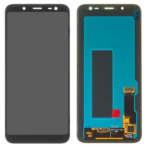 LCD compatible with Samsung J600 Galaxy J6, black, without frame, original change glass 