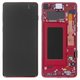 Pantalla LCD puede usarse con Samsung G973 Galaxy S10, rojo, con marco, Original, empaque industrial, #GH82-18850H/GH82-18835H