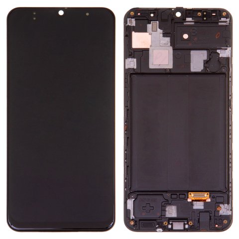 LCD compatible with Samsung A305 Galaxy A30, black, with frame, original change glass 