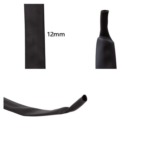 Heat Shrink Tube, 1 m, 12 mm, black 