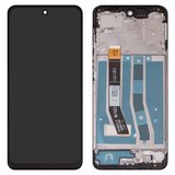 LCD compatible with Motorola Moto G55, (black, with frame, Original (PRC))