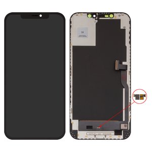 Дисплей для iPhone 12 Pro Max, черный, с рамкой, HC, без микросхемы, OLED , GX OEM hard