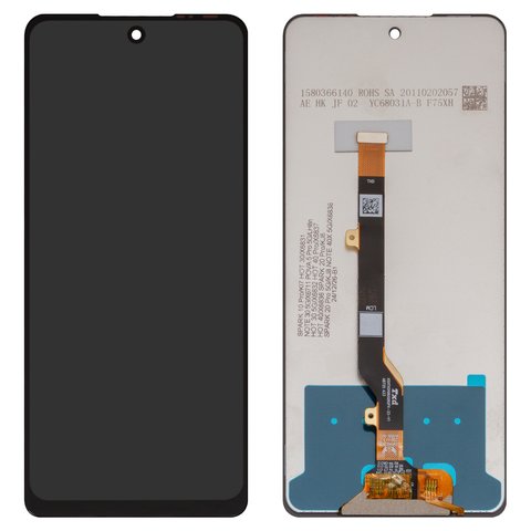 Дисплей для Tecno Spark 20 Pro KJ6 ; Infinix Hot 40 X6836 , Hot 40 Pro X6837 , черный, без рамки, Оригинал переклеено стекло , TXDI680QBQPX