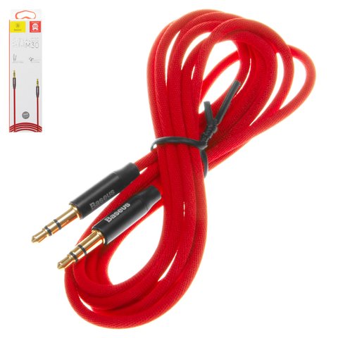 AUX cable Baseus M30, TRS 3.5 mm, 150 cm, rojo, con revestimiento de nylon, #CAM30 C91