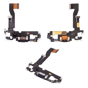 Cable flex puede usarse con iPhone 12, iPhone 12 Pro, del conector de carga, negro, con micrófono, con componentes, Original PRC 