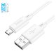 Cable USB Hoco X88, USB tipo-A, micro USB tipo-B, 100 cm, 2.4 A, blanco, #6931474783332