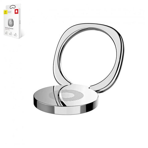 Soporte Baseus Privity, plateado, base pegante, anillos, metal, #SUMQ 0S
