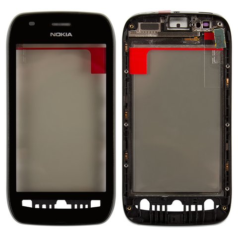 Сенсорний екран для Nokia 710 Lumia, з передньою панеллю, чорний