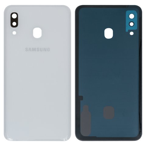 Задняя панель корпуса для Samsung A305F DS Galaxy A30, белая, со стеклом камеры