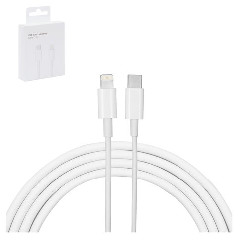 USB кабель, USB тип C, Lightning, 100 см, білий, box 