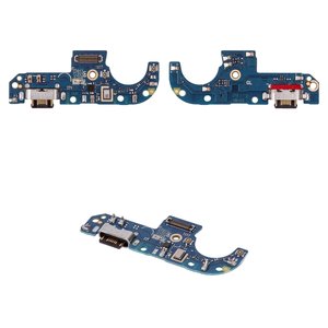 Шлейф для Motorola Moto G42, конектора зарядки, з мікрофоном, з компонентами, High Copy, плата зарядки