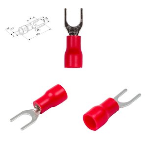 Наконечник SV1.25 4, 4 мм, вилковий, ізольований, червоний, 10 шт., 0,5 1,5 мм²