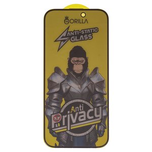 Защитное стекло для Apple iPhone 16 Pro, iPhone 17, iPhone 17 Pro, совместимо с чехлом, Full Glue, Anti Static, Anti Peeping, черный, gorilla
