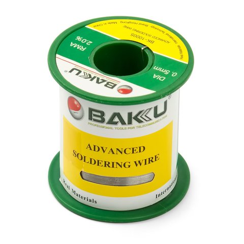 Припой BAKU BK 10005, Sn 97% ,Ag 0.3%, Cu 0.7%, Flux 2%, 0.5 мм, 90 г